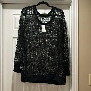 Lane Bryant Black Lace Shirt
